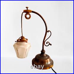 Lampe art deco potence réverbère romantique tuile rose vintage brevete S. G. D. G