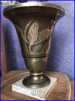 Lampe art deco signée A. Ducobu en dinanderie