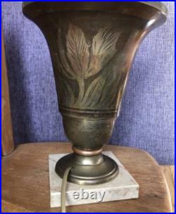 Lampe art deco signée A. Ducobu en dinanderie