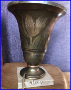 Lampe art deco signée A. Ducobu en dinanderie