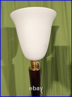 Lampe art déco style MAZDA ou autre couleur acajou en très bon état Hauteur 72