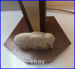 Lampe art deco style africain globe opalin bois vernis pas de marque