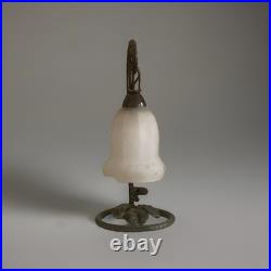Lampe art deco vintage fer forgé potence tulipe pate de verre dlg Pierre Gilles
