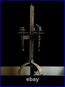 Lampe art deco vintage tripode fer forgé brutaliste ferronnerie d'art FERRO ARTE