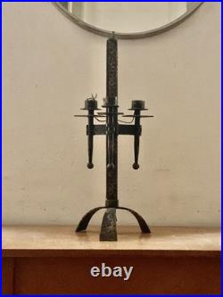 Lampe art deco vintage tripode fer forgé brutaliste ferronnerie d'art FERRO ARTE