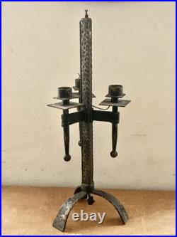 Lampe art deco vintage tripode fer forgé brutaliste ferronnerie d'art FERRO ARTE