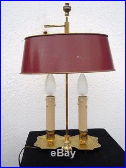 Lampe bouillotte bronze doré abat-jour tôle peinte