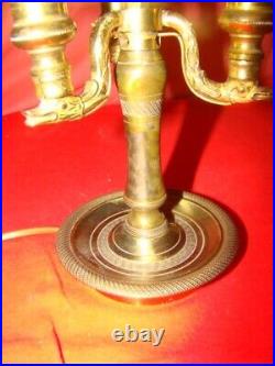Lampe bouillotte de style Empire à 3 bougeoirs bronze