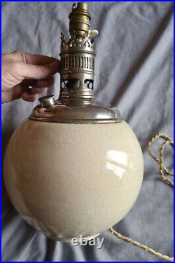 Lampe boule Titus (Tito Landi) Métal nickelé et céramique blanche craquelée