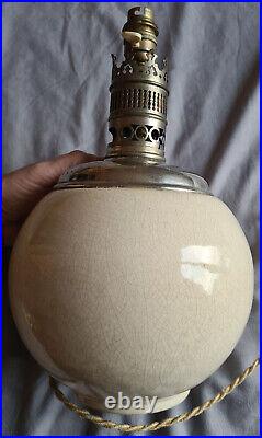 Lampe boule Titus (Tito Landi) Métal nickelé et céramique blanche craquelée