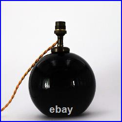 Lampe boule verre opalin noir Art Déco 1930 style Adnet