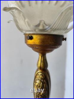 Lampe bronze Art nouveau Art déco Fleurs Et Bronze