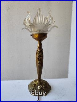 Lampe bronze Art nouveau Art déco Fleurs Et Bronze