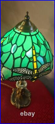 Lampe bronze art nouveau ancienne, style rocaille 44x22 abat jour verre s