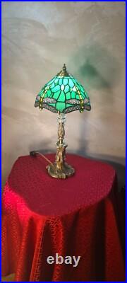 Lampe bronze art nouveau ancienne, style rocaille 44x22 abat jour verre s