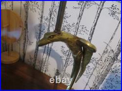 Lampe bronze décor animalier signé Charles Ranc art deco 1930 avec tulipe Muller