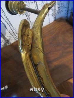 Lampe bronze décor animalier signé Charles Ranc art deco 1930 avec tulipe Muller