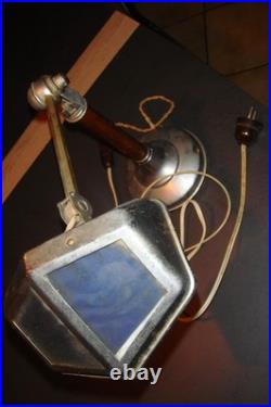 Lampe bureau orientable PIROUETT métal bois art deco ve design vintage 1930