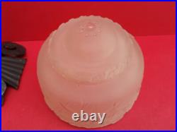 Lampe champignon art deco 1930 signée Muller Frères pied fer martelé TBE