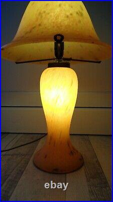 Lampe champignon pate de verre jaune orangé très bon état