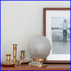 Lampe chevet appoint globe verre moulé ancien pied laiton et métal doré art déco