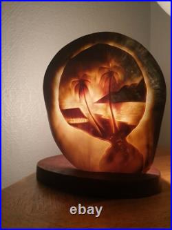 Lampe coquillage Tahiti 1930 / 1940 Déco Surf Rare Art Déco Palmier Vintage