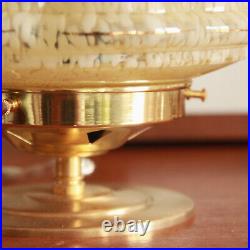 Lampe d'appoint globe ancien en verre Clichy jaune moucheté avec des dorures