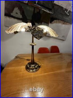 Lampe de Bureau Art Nouveau en Bronze et Verre Givré