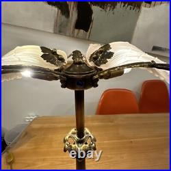 Lampe de Bureau Art Nouveau en Bronze et Verre Givré