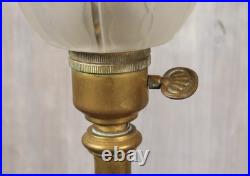 Lampe de Table Ancien Art Déco Tulipe en Verre Moulé Dépoli Bronze c1930