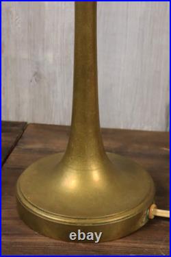 Lampe de Table Ancien Art Déco Tulipe en Verre Moulé Dépoli Bronze c1930