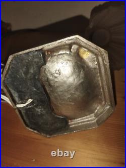 Lampe de bureau Art Déco en bronze nickelé vide poche, verre pressé