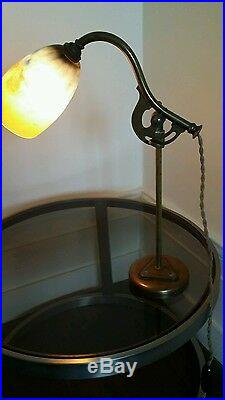 Lampe de bureau, art nouveau -art déco, 1900 -pâte de verre, Daum Nancy -bronze