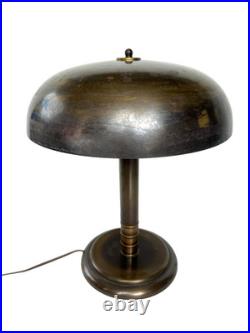 Lampe de bureau champignon 1930 Art Déco moderniste esprit Bauhaus laiton patiné