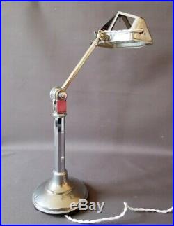 Lampe de bureau orientable PIROUETT vintage atelier chrome Art Déco 1930