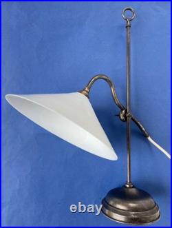 Lampe de bureau portative 1930 style industriel abat jour opaline, reglable