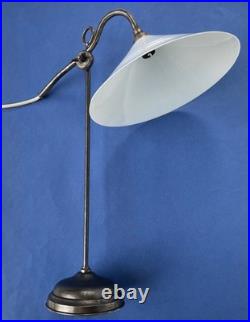 Lampe de bureau portative 1930 style industriel abat jour opaline, reglable