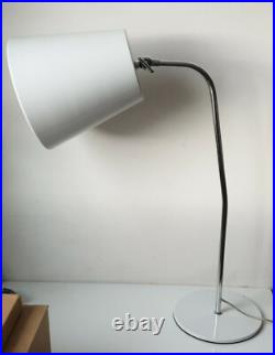 Lampe de table avec grand reflecteur potence rotule métal blanc luminaire light