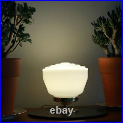 Lampe de table chevet bureau laiton globe verre opaline ancien