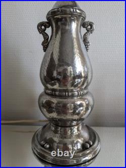 Lampe de table en étain martelé des années 1920 par GEROTIN Danemark 36 cm