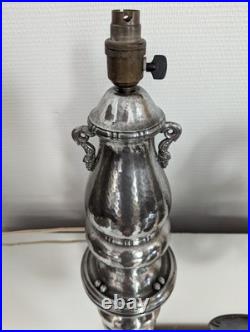 Lampe de table en étain martelé des années 1920 par GEROTIN Danemark 36 cm