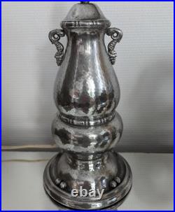 Lampe de table en étain martelé des années 1920 par GEROTIN Danemark 36 cm