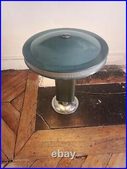 Lampe de table iconique Eileen Gray par Jumo, verte, laquée et chromée, 4040