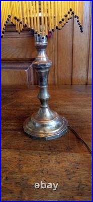 Lampe de table patte de verre bronze et pampilles style Art déco