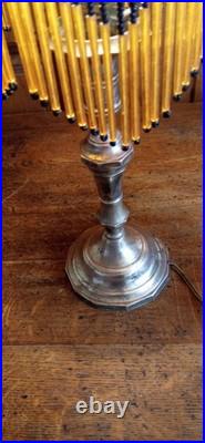 Lampe de table patte de verre bronze et pampilles style Art déco