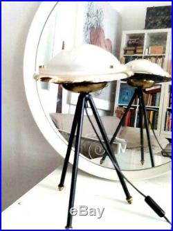 Lampe design vintage tripode soucoupe moderniste art deco