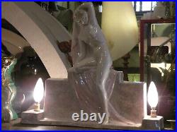 Lampe en Céramique Fanny Rozet Femme nue sur son piédestal époque ART DECO