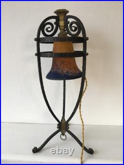 Lampe en fer forgé art déco tulipe Muller frères Lunéville Edgar Brandt Nics