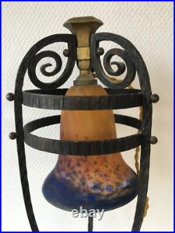 Lampe en fer forgé art déco tulipe Muller frères Lunéville Edgar Brandt Nics