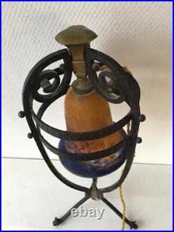 Lampe en fer forgé art déco tulipe Muller frères Lunéville Edgar Brandt Nics